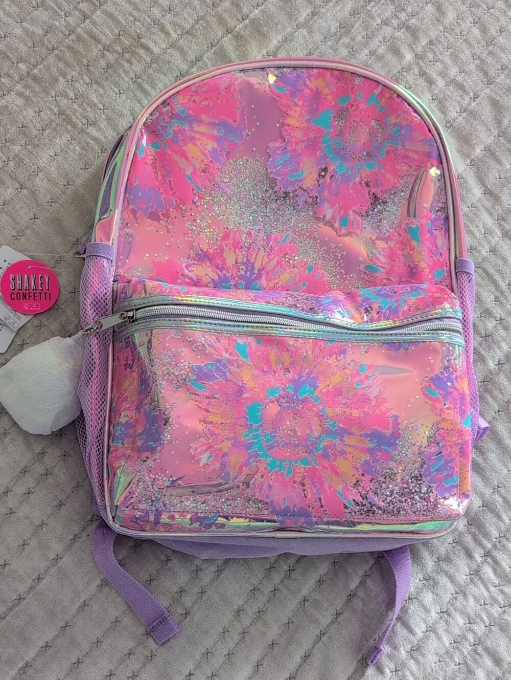 The Children's Place Pink Shimmery Tie-Dye Kids Backpack With Confetti
